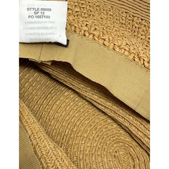 J. Crew Hat O/S Natural Paper Tan Wide Brim Sun Beach Pool Resort Packable Flop - Picture 8 of 10